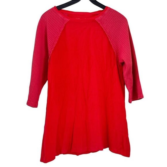 Soft Surroundings Tunic Top Crinkle Waffle Knit Raglan Sleeves Size Medium - Picture 1 of 4